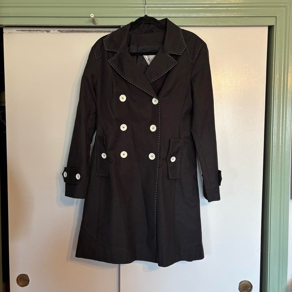 Marvin Richards Jackets & Blazers - Marvin Richards Black Trench Coat with White Buttons
